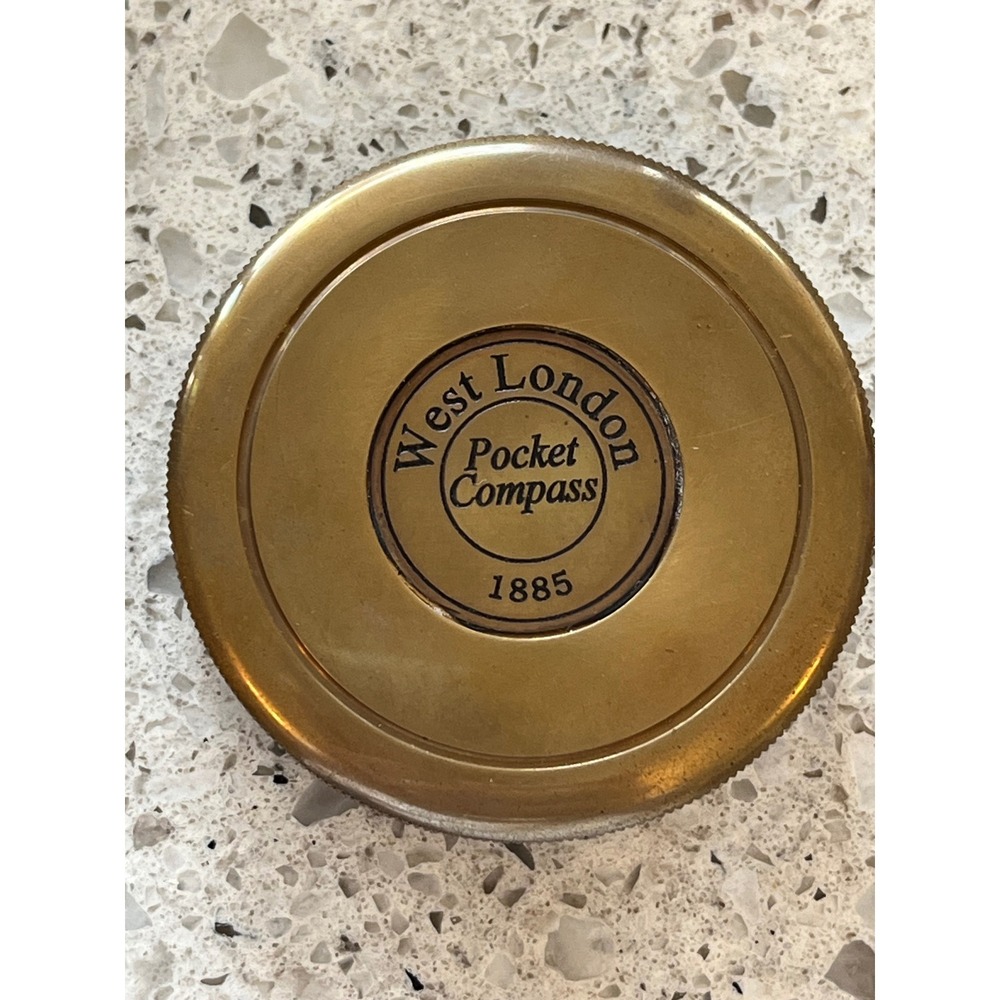 Vintage West London Pocket Compass 1885 Brass Nautical Decor with Leather Case - Picture 2 of 9